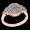 1.06 Ctw I2/I3 Diamond 10K Rose Gold Cluster Wedding Ring