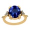 5.20 Ctw VS/SI1 Tanzanite And Diamond 14K Yellow Gold Victorian Style Ring