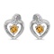 10k White Gold Round Citrine And Diamond Heart Earrings 0.17 CTW
