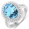 4.24 CTW Genuine Aquamarine and White Diamond 14K White Gold Ring