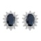 14k White Gold Oval Sapphire And Diamond Earrings 0.82 CTW