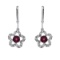 14k White Gold Ruby and Diamond Flower Leverback Earrings 0.61 CTW