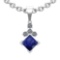 1.39 Ctw Blue Sapphire And Diamond I2/I3 14K White Gold Pendant