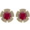 4.44 Ctw I2/I3 Ruby And Diamond 14K Yellow Gold Stud Earrings