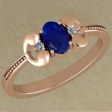 0.53 Ctw VS/SI1 Blue Sapphire And Diamond 14K Rose Gold Vintage Style Ring
