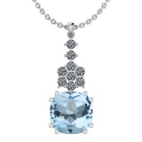 15.83 Ctw I2/I3 Blue Topaz And Diamond 14K White Gold Necklace