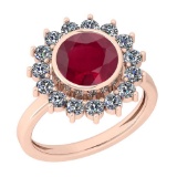 2.87 Ctw VS/SI1 Ruby And Diamond 14K Rose Gold Vintage Style Ring