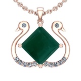 17.52 Ctw VS/SI1 Emerald And Diamond Platinum 14K Rose Gold Plated Pendant