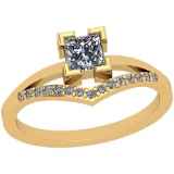 0.53 Ctw SI2/I1 Diamond Platinum 14K Yellow Gold Plated Ring