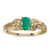 14k Yellow Gold Oval Emerald Ring 0.31 CTW