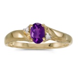 10k Yellow Gold Oval Amethyst And Diamond Ring 0.36 CTW