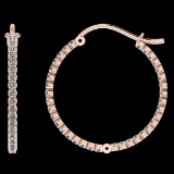 1.18 Ctw SI2/I1 Diamond 14K Rose Gold Hoop Earrings
