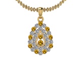 1.15 Ctw VS/SI1 Yellow Sapphire And Diamond 14K Rose Gold Pendant Necklace