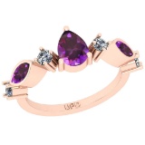1.25 Ctw I2/I3 Amethyst And Diamond 10K Rose Gold Cocktail Ring