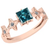0.83 Ctw I1/I2 Treated Fancy Blue And White Diamond Platinum 14K Rose Gold Plated Ring