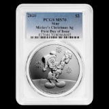 2020 Niue 1 oz Silver $2 Disney Mickey Christmas MS-70 PCGS (FD)