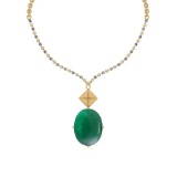 68.05 Ctw VS/SI1 Emerald And Diamond 14k Yellow Gold Victorian Style Necklace