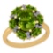 3.41 Ctw Peridot And Diamond I2/I3 14K Yellow Gold Ring