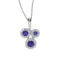 14k White Gold Triple Sapphire and .07 ct Diamond Pendant