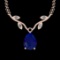 2.13 Ctw VS/SI1 Blue Sapphire And Diamond 14K Rose Gold Necklace