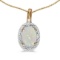 14k Yellow Gold Oval Opal And Diamond Pendant