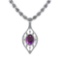 7.20 Ctw Amethyst And Diamond I2/I3 14K White Gold Pendant Necklace