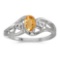 10k White Gold Oval Citrine And Diamond Ring