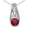 10k White Gold Round Garnet And Diamond Pendant 0.51 CTW