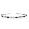 10K White Gold Oval Garnet and Diamond Bracelet 2 CTW