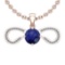 3.88 Ctw I2/I3 Blue Sapphire And Diamond 14K Rose Gold Necklace