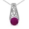 14k White Gold Round Ruby And Diamond Pendant 0.51 CTW