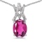 14k White Gold Oval Pink Topaz And Diamond Pendant