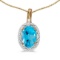 14k Yellow Gold Oval Blue Topaz And Diamond Pendant