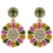 6.04 Ctw I2/I3 Multi Sapphire And Diamond 14K Yellow Gold Earrings