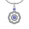 1.03 Ctw VS/SI1 Tanzanite And Diamond 14K White Gold Pendant Necklace