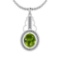 4.86 Ctw Peridot And Diamond I2/I3 10K White Gold Pendant