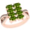 2.21 Ctw Peridot And Diamond I2/I3 14K Rose Gold Ring