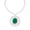 58.57 Ctw VS/SI1 Emerald And Diamond 14k White Gold Victorian Style Necklace
