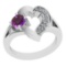 0.71 Ctw VS/SI1 Amethyst And Diamond 10K White Gold Vintage Ring