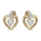 10k Yellow Gold Round Opal And Diamond Heart Earrings 0.09 CTW