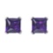 14k White Gold Square Amethyst Stud Earrings