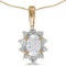 10k Yellow Gold Oval White Topaz And Diamond Pendant