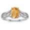 14k White Gold Oval Citrine And Diamond Ring