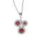 14k White Gold Triple Ruby and .07 ct Diamond Pendant