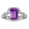 10k White Gold Emerald-cut Amethyst And Diamond Ring