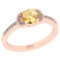 0.68 Ctw I2/I3 Citrine And Diamond 10K Rose Gold Promises Ring