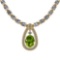 22.22 Ctw Peridot And Diamond I2/I3 14K Yellow Gold Pendant Necklace