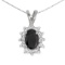 Certified 10k White Gold Oval Onyx And Diamond Pendant