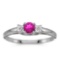 10k White Gold Round Pink Topaz And Diamond Ring