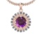 2.40 Ctw Amethyst And Diamond I2/I3 14K Rose Gold Necklace